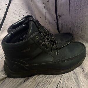 Rockport Merrell Men’s Black Leather Waterproof Moc Trail Lace Up Boots Sz 8 GUC